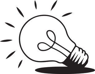 Obraz premium A cartoon illustration of a light bulb with a bright idea coming out of it, all on a white background.