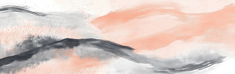 Fototapeta premium Soft pencil strokes create a serene blend of pastel peach and gray in an abstract landscape