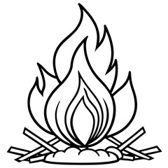 Rustic Bonfire Line Drawing