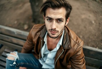 Male hipster portrait with a thoughtful expression