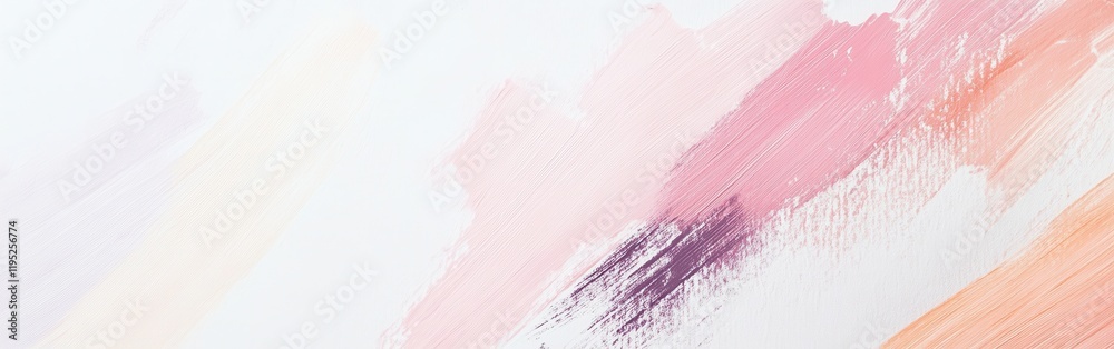 Poster Soft pastel strokes on minimalist white background create a calming artistic effect