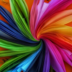 Naklejka premium Colorful Paper Sheets Rainbow Swirl Craft Supplies Festive Background Texture Abstra