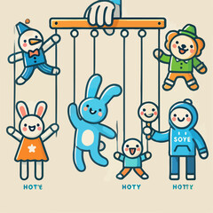 set of funny cartoon characters