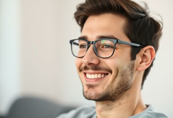 Portrait of a smiling male in glasses with a relaxed expression
