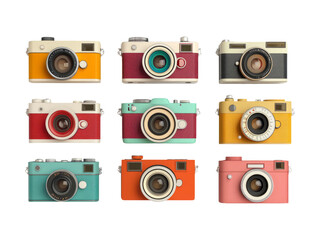 Vintage Cameras Collection on Transparent Background for Design Use