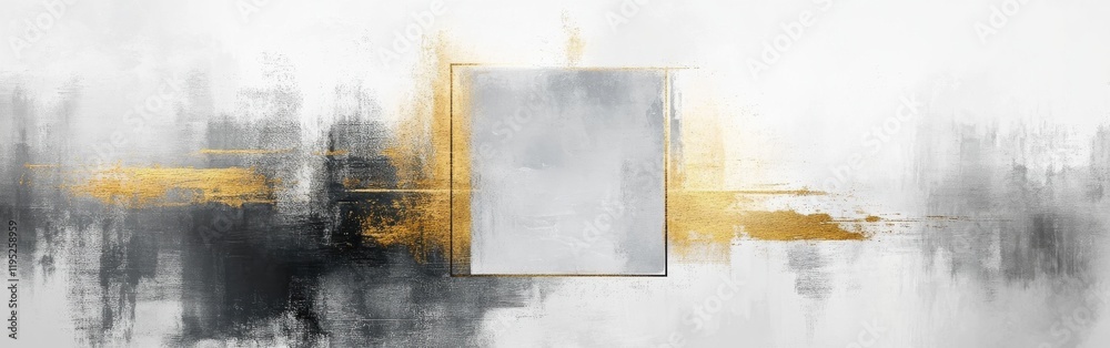 Poster Elegant minimalist design featuring gray and gold tones with soft pencil strokes blending harmoniously into the background