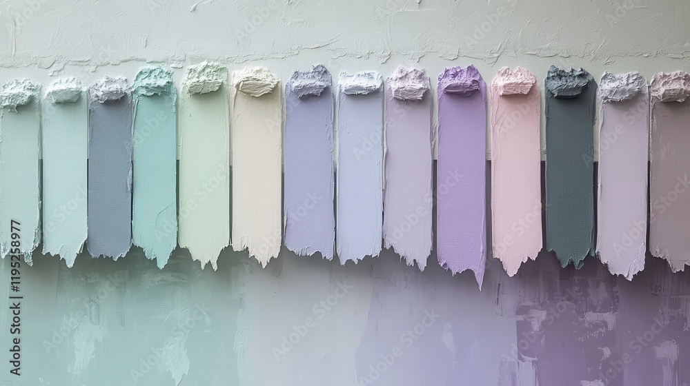 Aufkleber elegant color palette featuring a gradient transition from muted lavender to pastel mint blending be