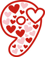 Heart Alphabet Number 9 