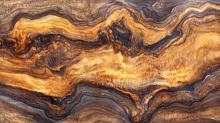 A beautifully patterned piece of wood showcasing rich browns and golden hues, highlighting its...