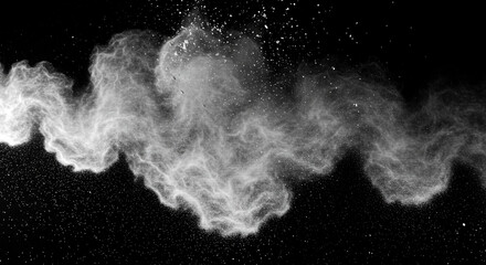 Abstract Image of White Powder in Motion Against a Black Background