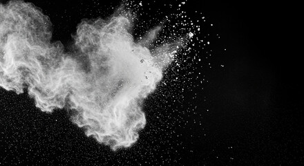Abstract Image of White Powder in Motion Against a Black Background