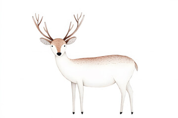 Obraz premium Deer silhouette wildlife simple drawing animal isolated on white background 