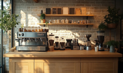 Brewing coffee bliss cozy kitchen still life image bright interior warm atmosphere artisanal vibes inviting experience