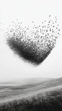 A flock of starlings forming elegant patterns.