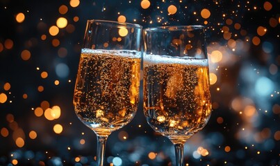Cheers to celebration sparkling toast with champagne glasses festive atmosphere close-up view joyful moments
