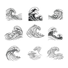 Elegant abstract waves in black and white line art, perfect for wallpaper and wall art design. This versatile set adds a modern and artistic touch to any space or creative project.