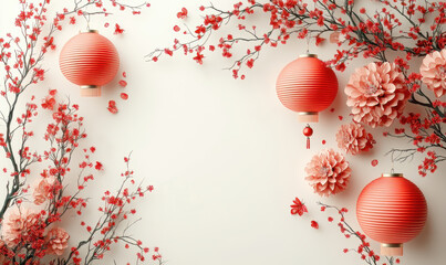 Festive lantern decoration cultural celebration digital art floral environment aesthetic viewpoint harmony concept