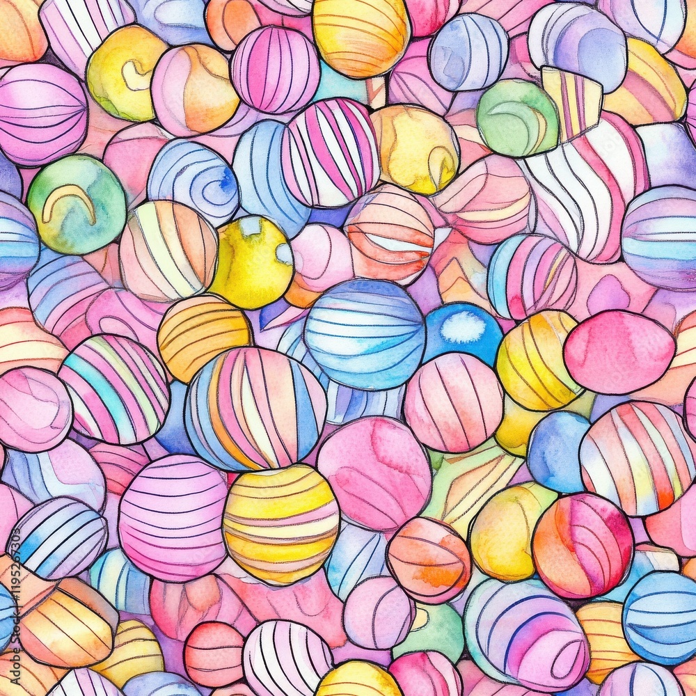Poster colorful playful doodle pattern of textured shapes in cheerful pastel colors for creative designs an