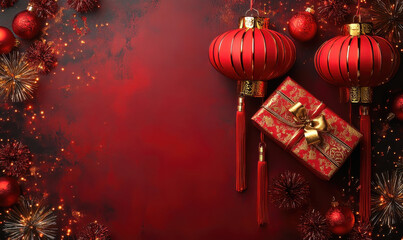 Celebrating lunar new year festivities traditional setting decorative elements festive atmosphere close-up view cultural celebration