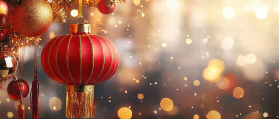 Celebrating the lunar new year lantern decorations and festivities in a joyful atmosphere