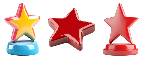 Obraz premium Colorful Star Decorative Objects Isolated on Clean Background