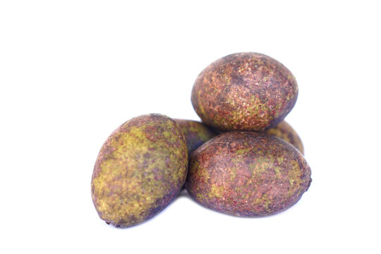 Hog plum fruits  isolated on white background. Concept, edible wild fruit with sour taste, can eat as fresh fruit or mix with food for sour flavor from nature.   