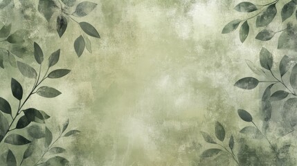 Muted olive green background design with hints of light brown inspired by natural wood and greenery elements for a serene atmosphere
