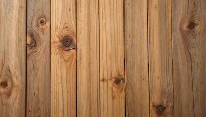 Fototapeta premium Warm-toned, vertical wood plank texture with knots.