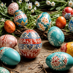 Fototapeta premium decorated easter eggs