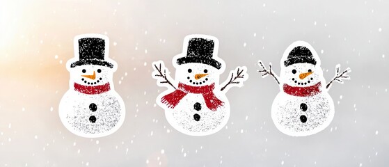Cute Christmas Snowmen Illustration  Festive Winter Holiday Design
