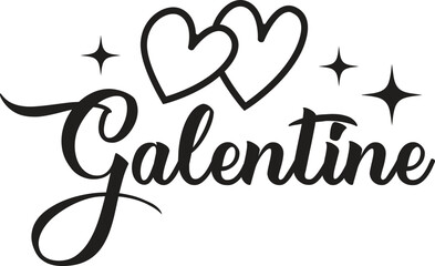 Galentine valentine typography text on plain white transparent isolated background for card, shirt, hoodie, sweatshirt, apparel, tag, mug, icon, poster or badge
