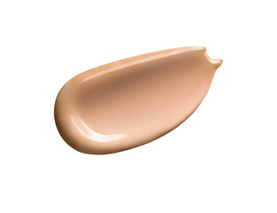 Makeup Liquid foundation stroke isolated on white background. Cosmetic product brush swatch