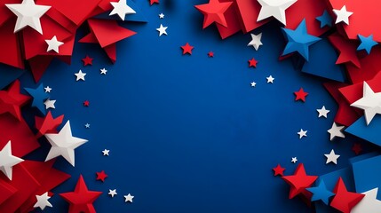 Patriotic Red White and Blue Star Abstract Background for 4th of July Holiday
