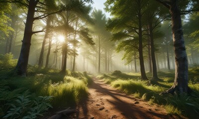 B?ume in hellen Licht, Waldlandschaft, Natur, W?lder, Sonnenschein, Landschaft, Baumwipfel, Holz, Gr?n, Licht, Farben,  forest,  trees,  woods