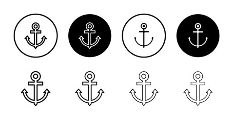 anchor icon Simple outline illustration set