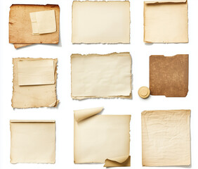 set of note papers on white background
