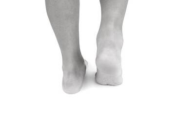Legs close-up on a white background. Black and white photo.