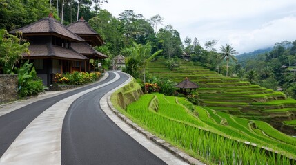 Obraz premium Rice Terraces and Winding Road