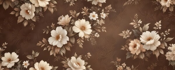 Classic brown wallpaper with subtle, muted floral pattern,  brown, classical,  antique