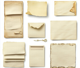 set of note papers on white background
