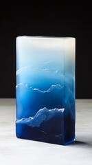 A single rectangular jelly dessert with smooth edges and a gradient from light blue to deep navy