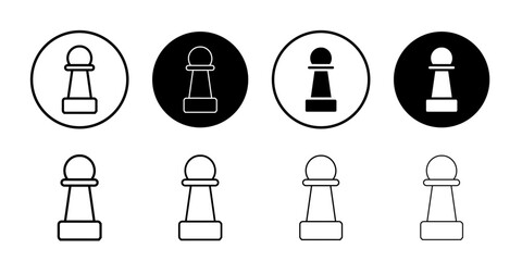 chess pawn icon Simple outline illustration set
