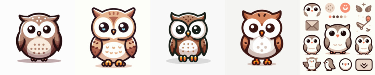 vector set of cute owls