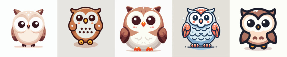 vector set of cute owls