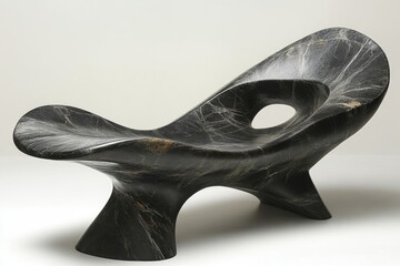 Sculptural Black Marble Chaise Lounge: Modern Design Masterpiece