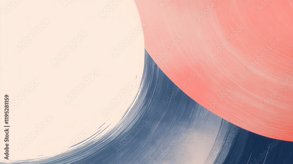 Poster Minimalist background with soft pencil strokes featuring abstract curves and colors in a serene composition