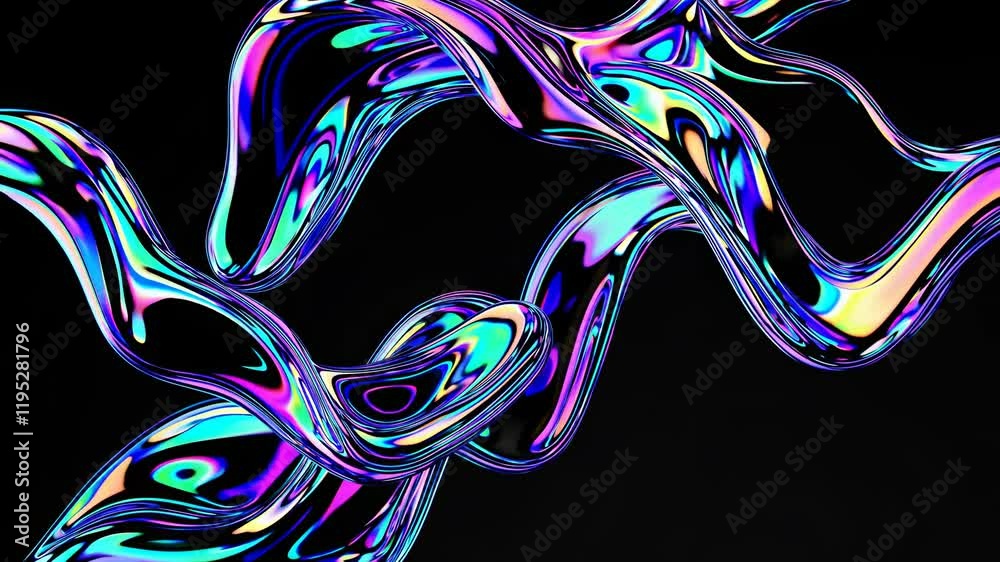 Canvas Prints holographic liquid metal flowing and morphing seamlessly, creating mesmerizing iridescent forms agai