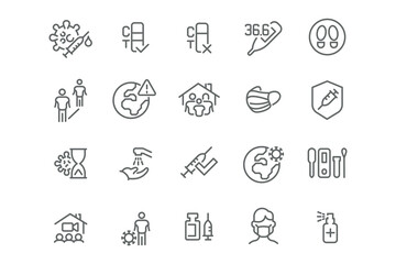 Infection Control Icons Set- COVID, Flu, and Hygiene Visuals. Ideal for educational and public health campaigns.