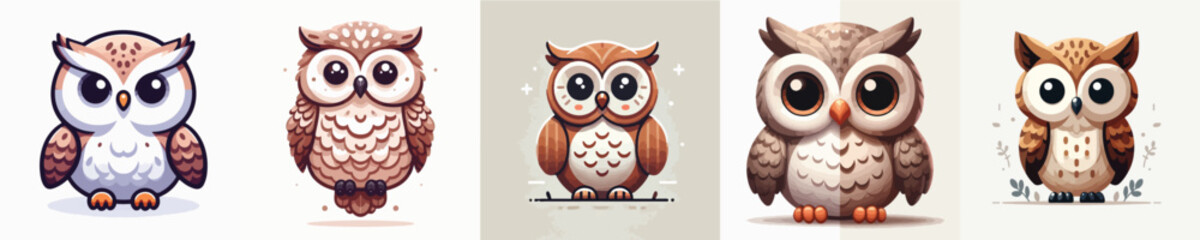 vector set of cute owls