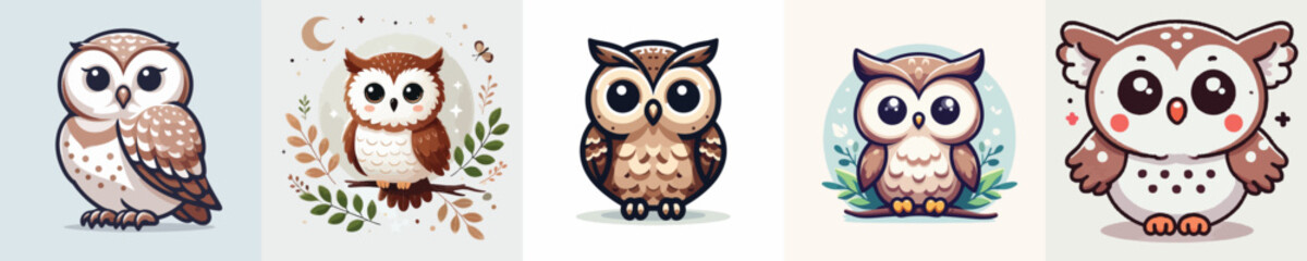 vector set of cute owls